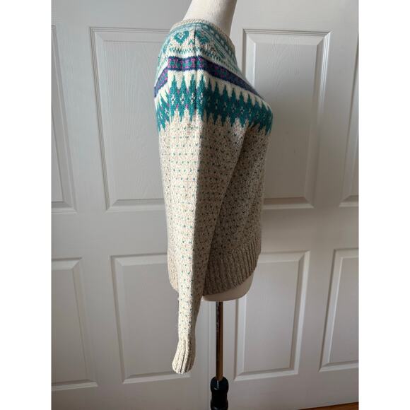Vintage Woolrich Fair Isle Heart Sweater Wool Blend Sz Small Cottagecore Cozy - Picture 5 of 8